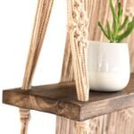 Ancient Wisdom Light Brown Macrame Hanging Shelves – Dark Brown - Image 2