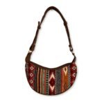 Ancient Wisdom Jacquard Rich Browns with Brown Strap Hobo Bag - Image 4