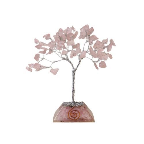 Ancient Wisdom Rose Quartz Gemstone Tree (80 Stones) On Orgonite Base
