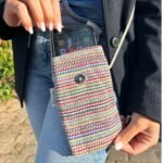 Ancient Wisdom Stripes Bunny Decor Mobile Phone Holder Bag – Pink - Image 2