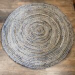 Ancient Wisdom Handmade Round Jute & Recycled Denim Rug – 150cm