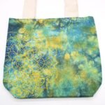 Ancient Wisdom Mandela Design Green & Blue Tye-Dye Cotton Bag with Natural Handle - Image 2