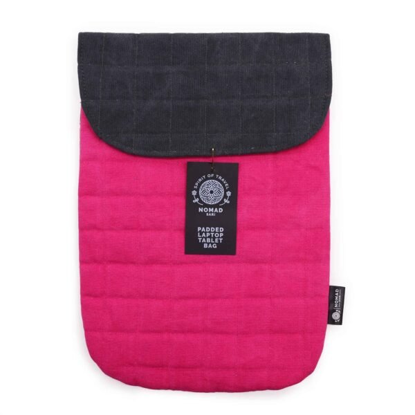Ancient Wisdom Stonewash Cotton Laptop Padded Pouch – Shocking Pink