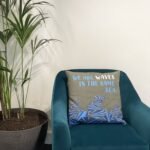 Ancient Wisdom Set of 3 ‘We Are Waves’ Printed Cotton Cushion Covers – Grey, Blue & Natural - Image 6