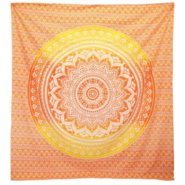 Ancient Wisdom Umrao Mandala Wall Hanging & Beach Spread – Orange