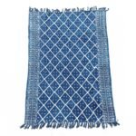 Ancient Wisdom Handmade Cotton Indigo Throw (170x120cm) – Midnight Heerak