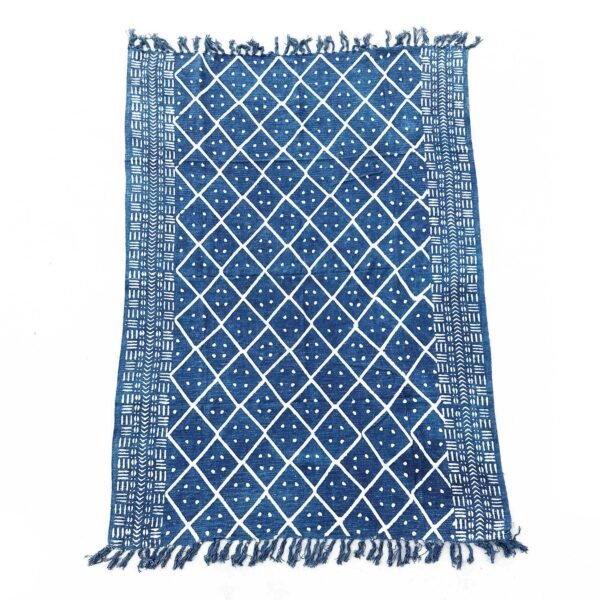Ancient Wisdom Handmade Cotton Indigo Throw (170x120cm) – Midnight Heerak