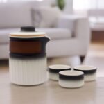 Ancient Wisdom Ceramic Three Friends Teapot Travel Pack Set - Black / White - Image 4