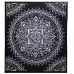 Ancient Wisdom Black & White Double Cotton Bedspread + Wall Hanging – Lotus Flower