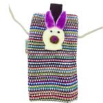 Ancient Wisdom Stripes Bunny Decor Mobile Phone Holder Bag – Pink