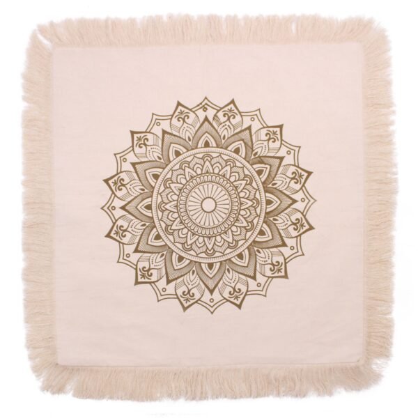 Ancient Wisdom Lotus Mandala Cushion Cover (60x60cm) – Cream / Bronze