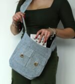 Ancient Wisdom Medium Comp Denim Design Natural Tones Two Pocket Bag - Image 4