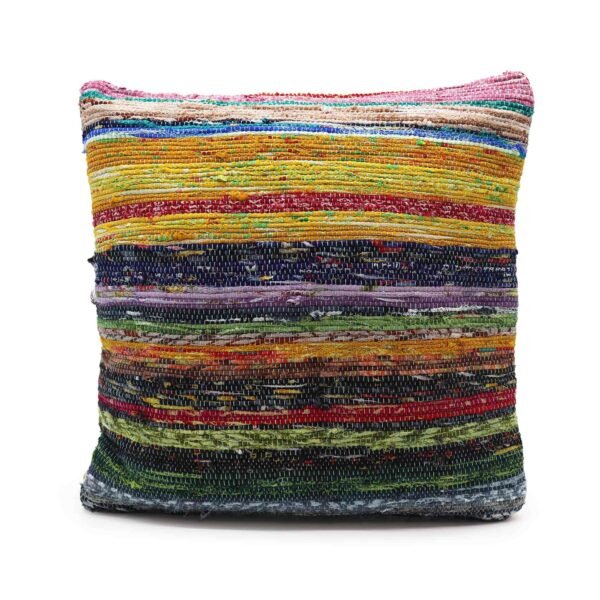 Ancient Wisdom Cotton Rag Rug Cushion Cover – Sunrise Oranges