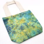 Ancient Wisdom Mandela Design Green & Blue Tye-Dye Cotton Bag with Natural Handle - Image 3