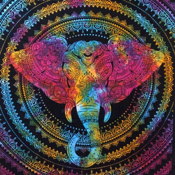 Ancient Wisdom Double Cotton Bedspread + Wall Hanging – Elephant Head
