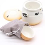 Ancient Wisdom Ceramic Panda Teapot & Three Cups Set - Orange - Image 3