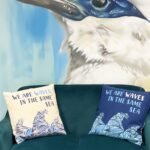 Ancient Wisdom Set of 3 ‘We Are Waves’ Printed Cotton Cushion Covers – Grey, Blue & Natural - Image 5