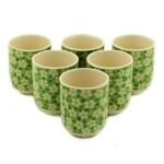Ancient Wisdom Set of 6 Ceramic Herbal Tea Cups – Green Daisey