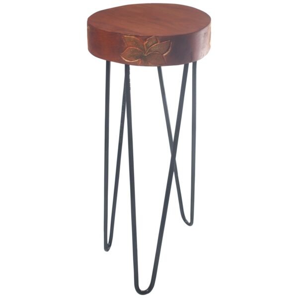 Ancient Wisdom Albasia Wood Plant Stand – Terracotta & Black Detail