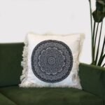 Ancient Wisdom Traditional Mandala Cushion Cover (45x45cm) – Cream / Black - Image 2