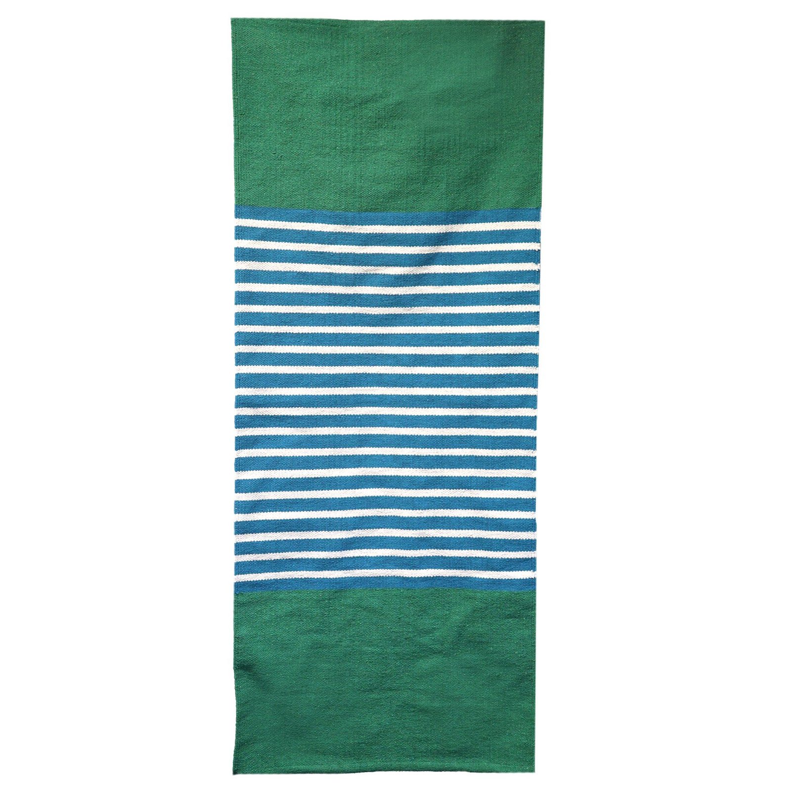 bG9jYWw6Ly9tZWRpYS9TUi80Qy82MFIzMEMxRzZSVks0Q1NSLzEyNDIwY2VjLmpwZWc.jpg Ancient Wisdom Indian Cotton Rug (70x170cm) - Blue / Green - Image 1
