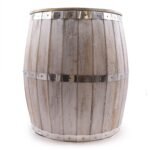Ancient Wisdom Whitewash Wood Beer Barrel Table – 60 x 48.5cm