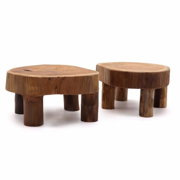Ancient Wisdom Set of 2 Teak Wood Low Pad Display – 24 x 10cm