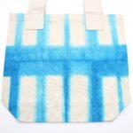 Ancient Wisdom Sky Blue Blocks Design Natural Tye-Dye Cotton Bag with Natural Handle - Image 3