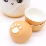 Ancient Wisdom Ceramic Panda Teapot & Three Cups Set - Orange - Image 2