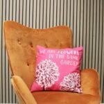 Ancient Wisdom Set of 3 'We Are Flowers' Printed Cotton Cushion Covers - Olive, Pink & Natural - Image 7