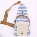 Ancient Wisdom Natural Cotton Body Cross Bag - Blue & White - Image 4