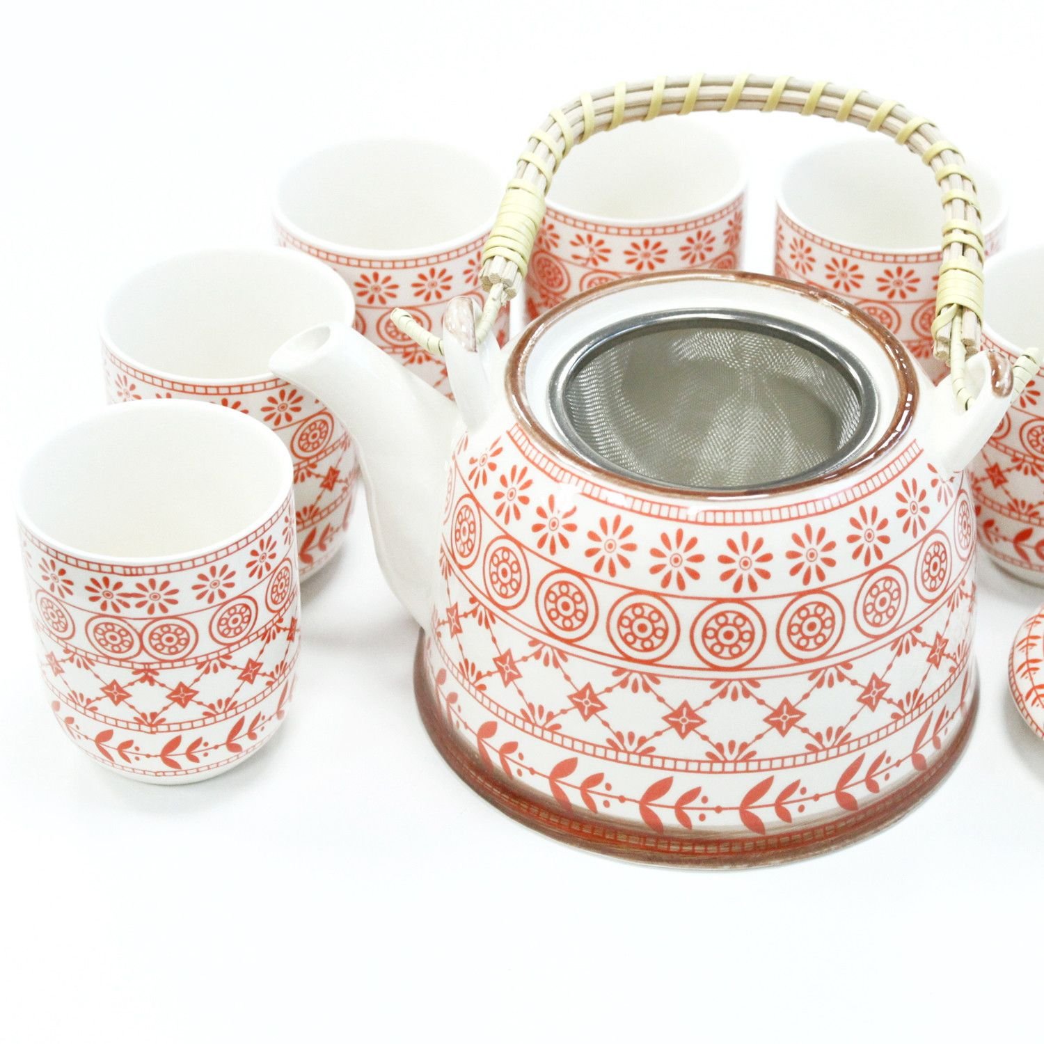 bG9jYWw6Ly9tZWRpYS9TUi9HQy82MFIzMEMxRzZNVDNHQ1NSLzE4Mjc2OWQwLmpwZWc.jpg Ancient Wisdom Ceramic Herbal Teapot & 6 Matching Tea Cups – Amber - Image 1