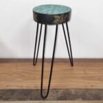 Ancient Wisdom Albasia Wood Plant Stand – Turquoise & Gold Detail - Image 3