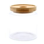 Ancient Wisdom Clear 10cm Cottage Bamboo Lid Glass Jar