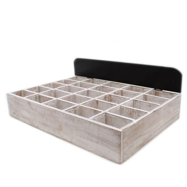 Ancient Wisdom Whitewash 25 Section Albasia Wood Compartment Tray