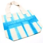 Ancient Wisdom Sky Blue Blocks Design Natural Tye-Dye Cotton Bag with Natural Handle - Image 2
