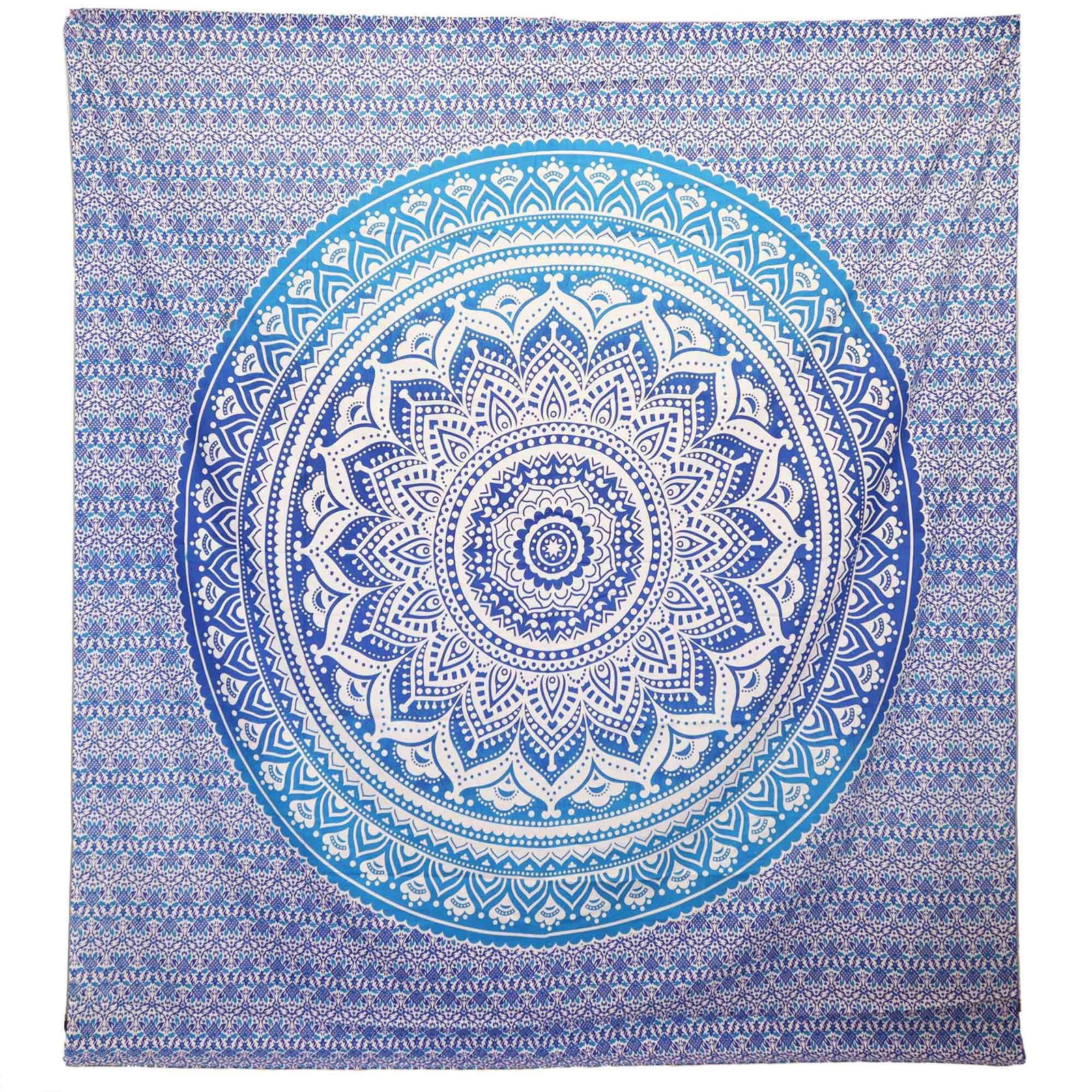 bG9jYWw6Ly9tZWRpYS9TUy9DRC82MFIzMEMxRzZXVDNDRFNTL2Q2YmNiMGQ1LmpwZWc.jpg Ancient Wisdom Umrao Mandala Wall Hanging & Beach Spread – Blue - Image 1