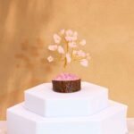 Ancient Wisdom Mini Rose Quartz Gemstone Tree (15 Stones) On Wooden Base
