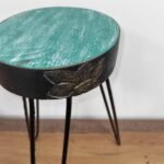 Ancient Wisdom Albasia Wood Plant Stand – Turquoise & Gold Detail - Image 2