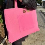 Ancient Wisdom Jute & Cotton Pink Reversible Big Bag - Image 5