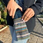 Ancient Wisdom Stripes Owl Decor Mobile Phone Holder Bag - Multicolour & White - Image 3