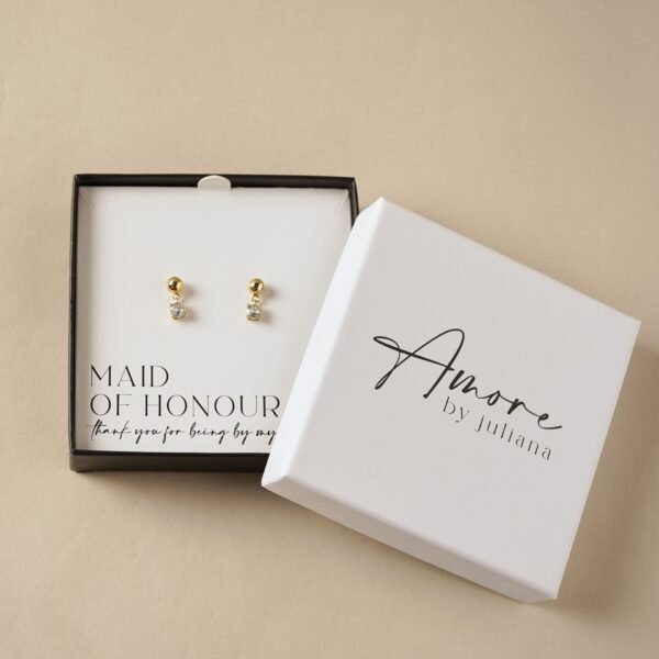 Amore Gold Plated Earrings Crystal - Maid Of Honour
