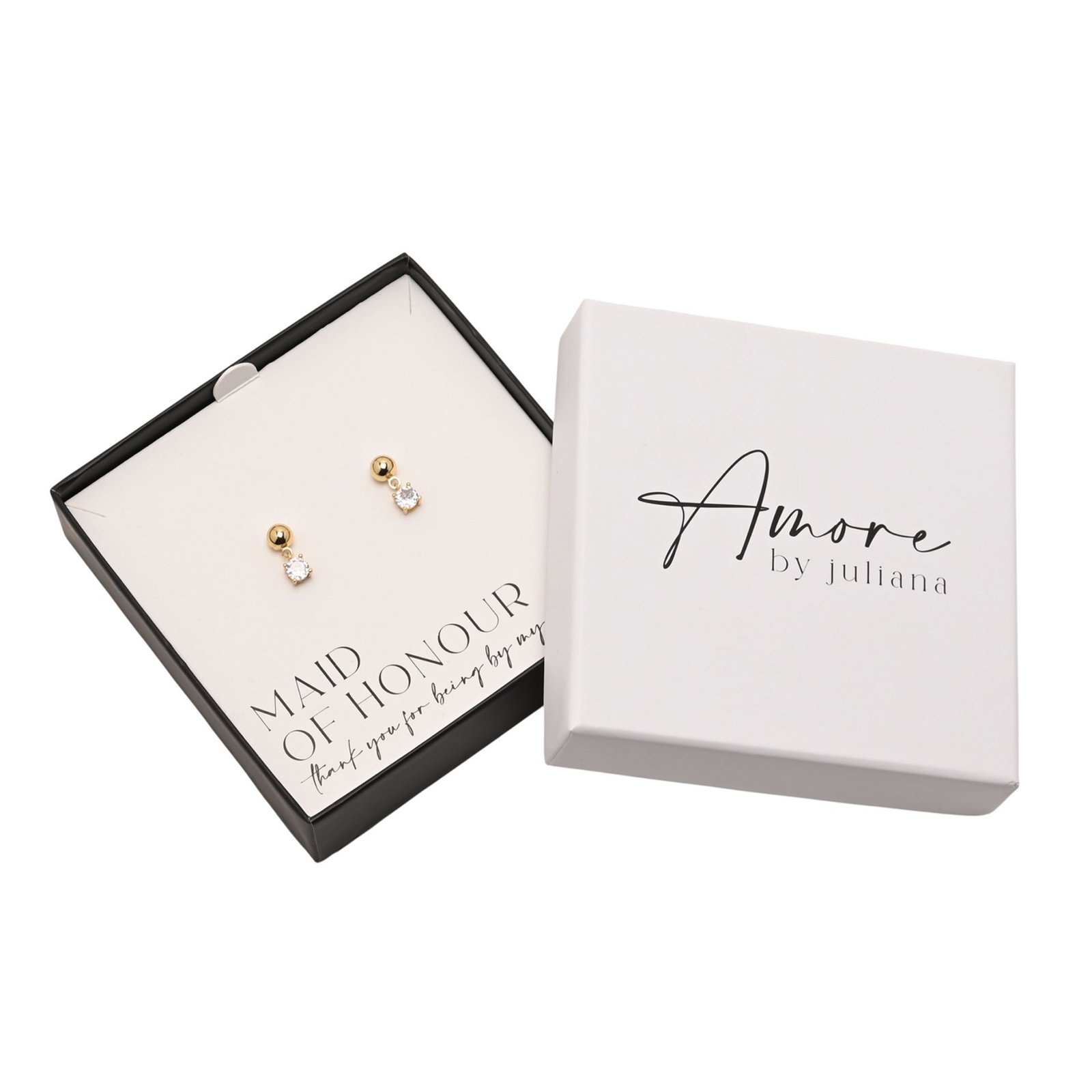 AM375_T01.jpg Amore by Juliana Gold Plated ‘Maid of Honour’ Crystal Earrings - Image 1