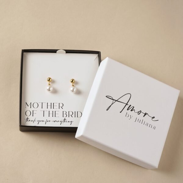 Amore Gold Plated Earrings Faux Pearl - Mother Of The Bride