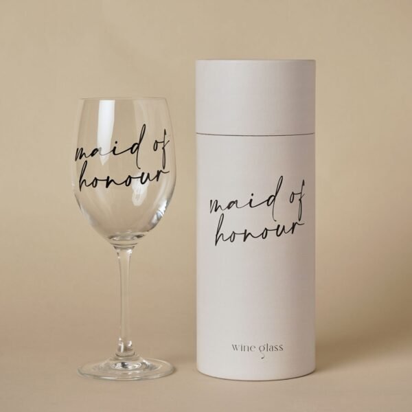 Amore By Juliana Black Text 'Maid of Honour' Wine Glass
