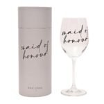Amore By Juliana Black Text 'Maid of Honour' Wine Glass - Image 2
