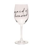 Amore By Juliana Black Text 'Maid of Honour' Wine Glass - Image 3