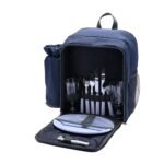 Country Living 2 Person Multiple Pockets Navy Blue Picnic Backpack - Image 2