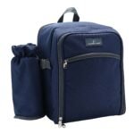 Country Living 2 Person Multiple Pockets Navy Blue Picnic Backpack - Image 4