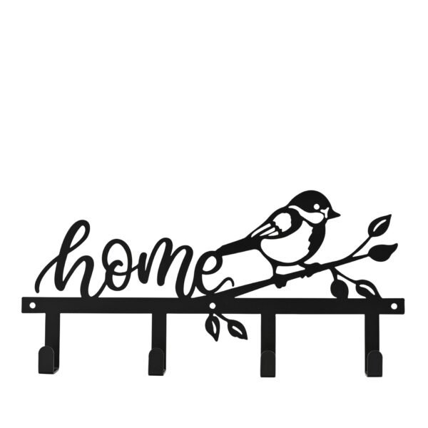 Country Living 'Home' Bird Silhouette Metal Garden Plaque with Hooks